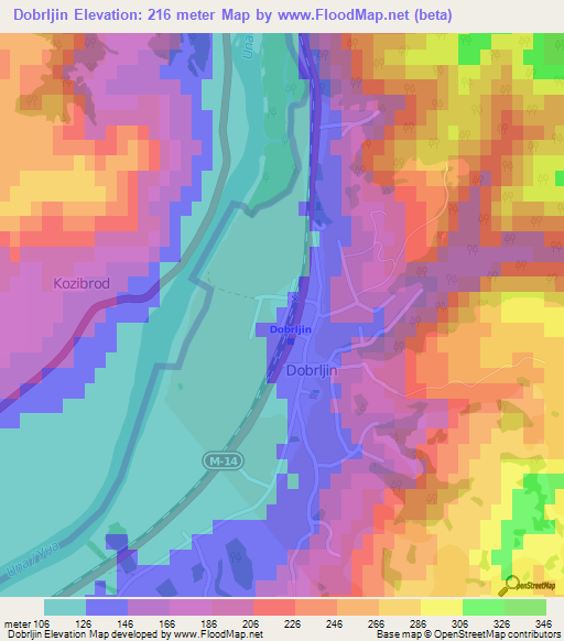 Dobrljin,Bosnia and Herzegovina Elevation Map