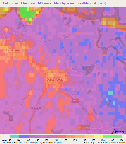 Dekanovec,Croatia Elevation Map