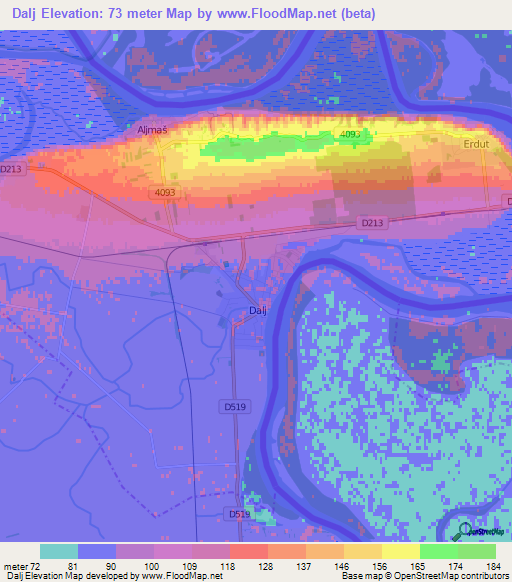 Dalj,Croatia Elevation Map