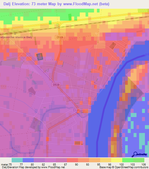 Dalj,Croatia Elevation Map