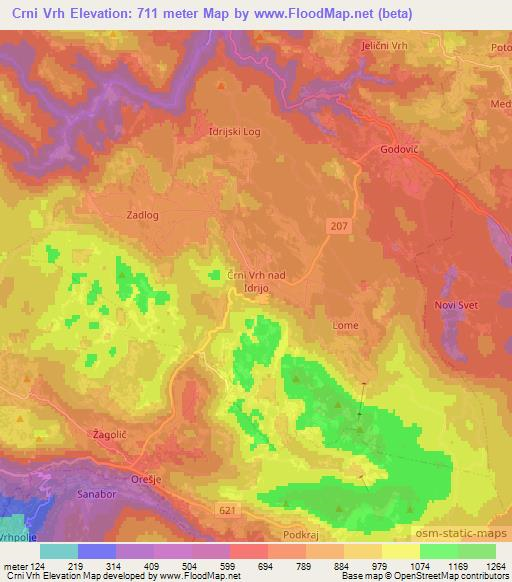 Crni Vrh,Slovenia Elevation Map