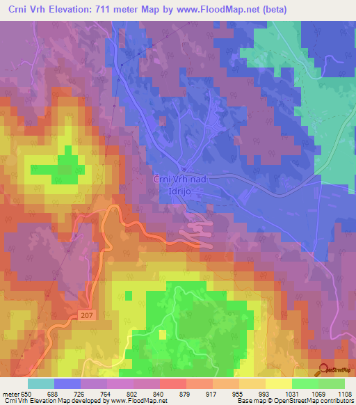 Crni Vrh,Slovenia Elevation Map