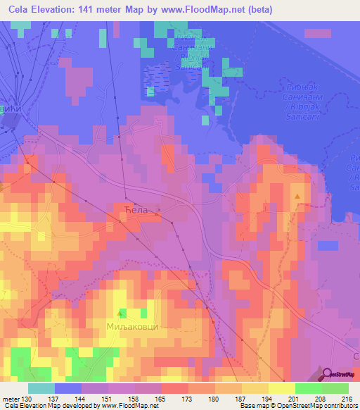 Cela,Bosnia and Herzegovina Elevation Map