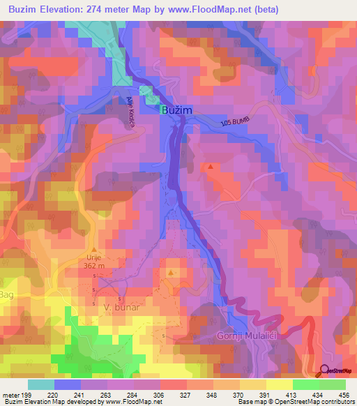 Buzim,Bosnia and Herzegovina Elevation Map