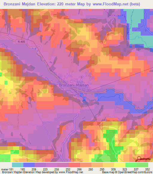 Bronzani Majdan,Bosnia and Herzegovina Elevation Map