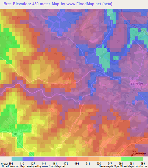 Brce,Slovenia Elevation Map