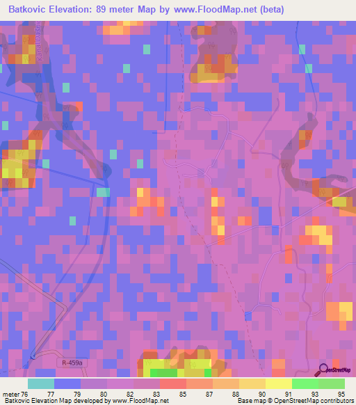 Batkovic,Bosnia and Herzegovina Elevation Map