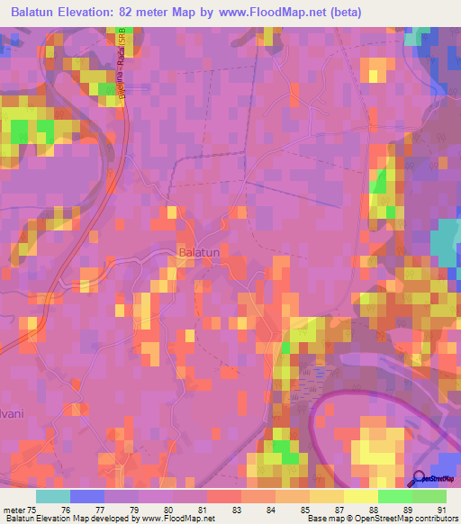 Balatun,Bosnia and Herzegovina Elevation Map