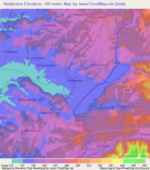 Badljevina,Croatia Elevation Map
