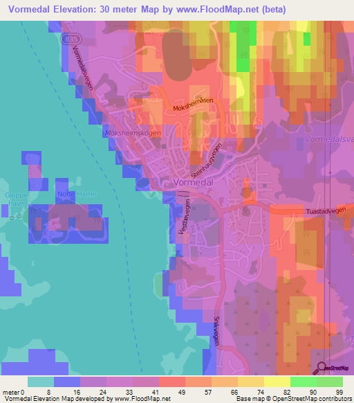 Vormedal,Norway Elevation Map