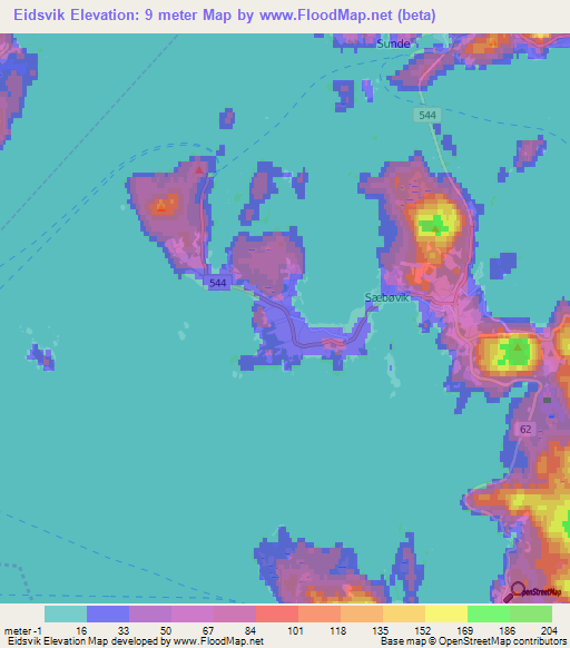 Eidsvik,Norway Elevation Map