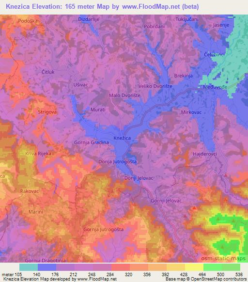 Knezica,Bosnia and Herzegovina Elevation Map