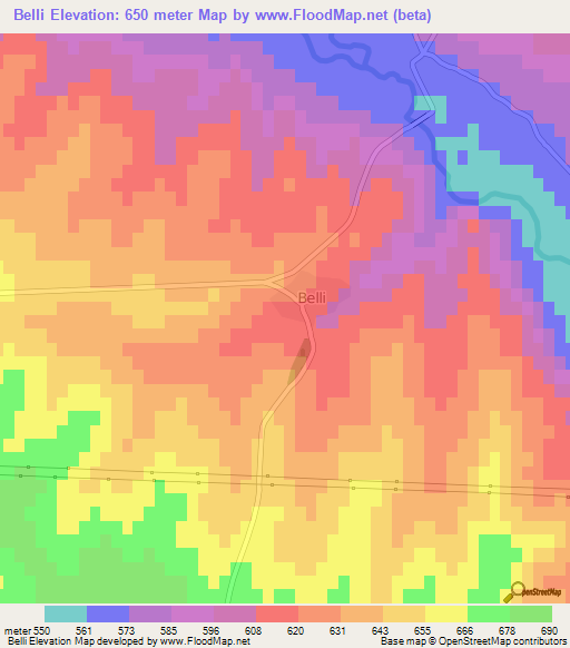 Belli,Turkey Elevation Map