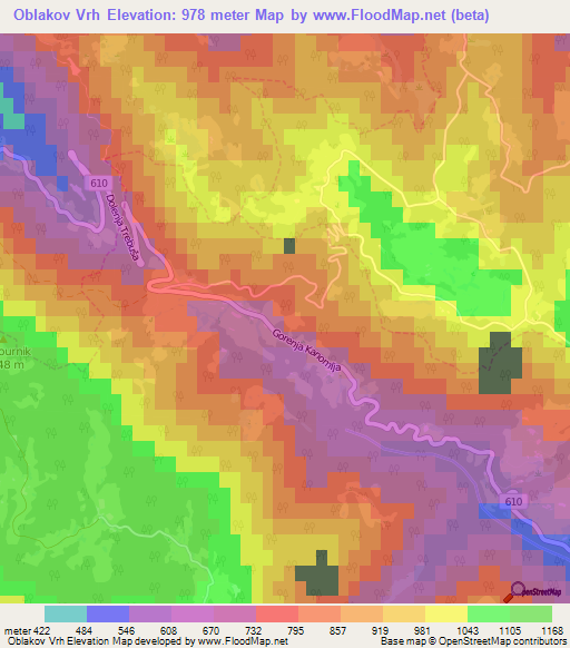 Oblakov Vrh,Slovenia Elevation Map