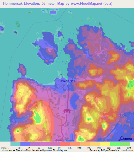 Hommersak,Norway Elevation Map
