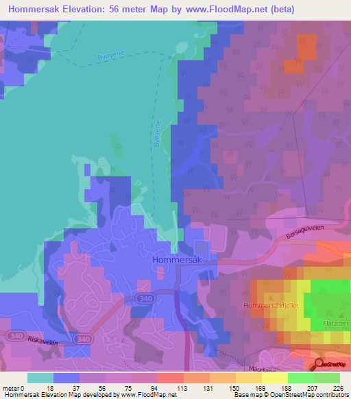 Hommersak,Norway Elevation Map