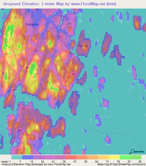 Aroysund,Norway Elevation Map