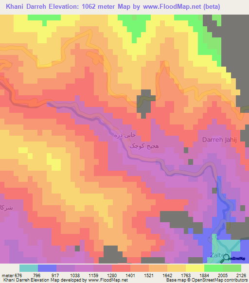 Khani Darreh,Iran Elevation Map