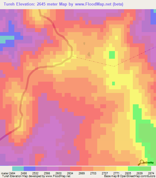 Tureh,Iran Elevation Map