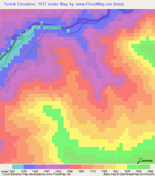 Turluk,Turkey Elevation Map