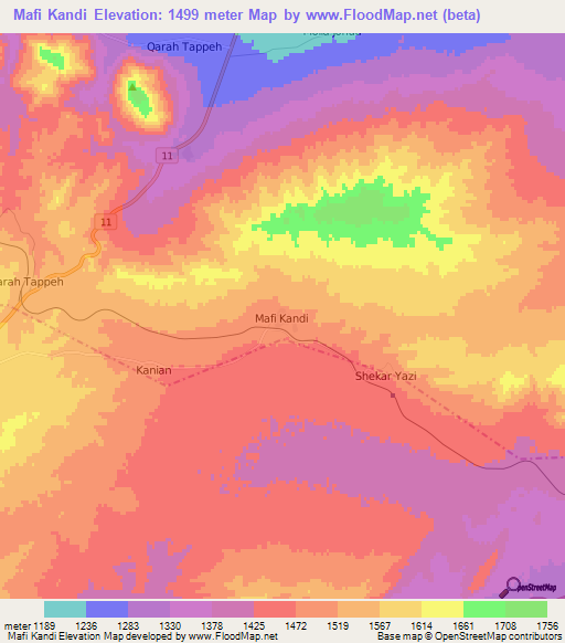 Mafi Kandi,Iran Elevation Map