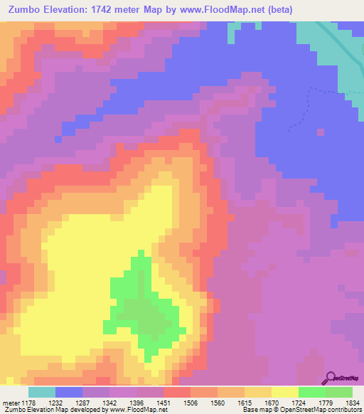 Zumbo,Ethiopia Elevation Map