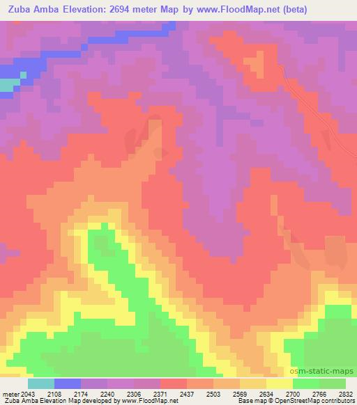 Zuba Amba,Ethiopia Elevation Map
