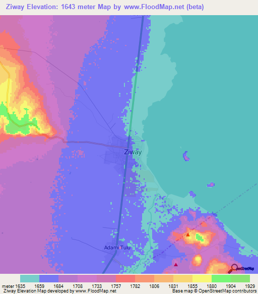 Ziway,Ethiopia Elevation Map