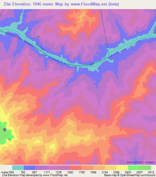 Zita,Ethiopia Elevation Map