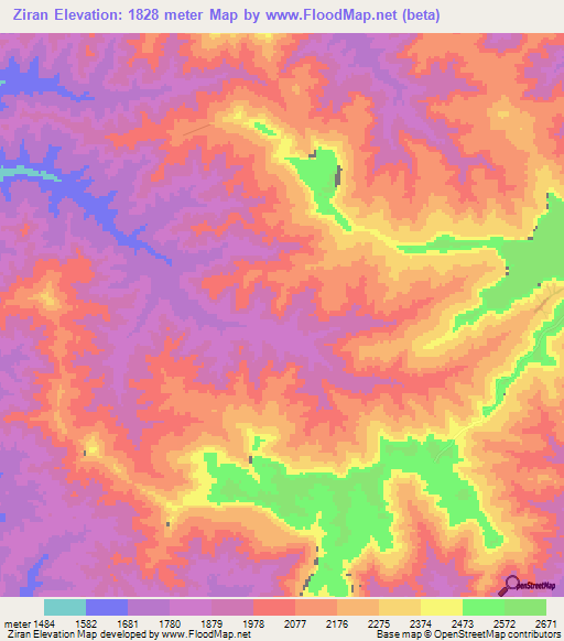 Ziran,Ethiopia Elevation Map