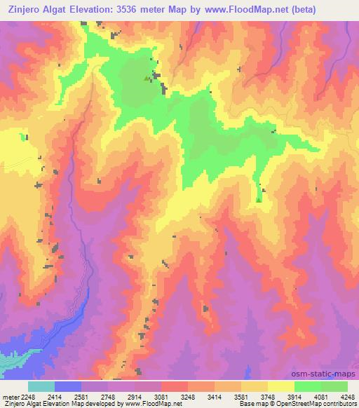 Zinjero Algat,Ethiopia Elevation Map