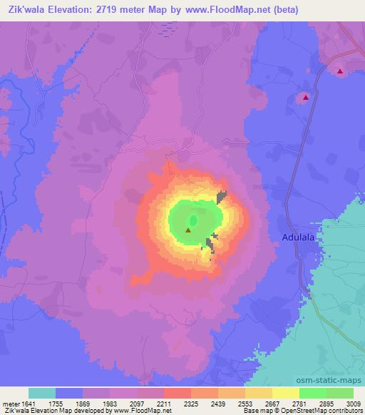 Zik'wala,Ethiopia Elevation Map