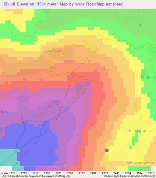 Zik'uli,Ethiopia Elevation Map