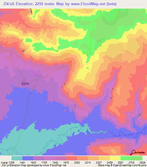 Zik'uli,Ethiopia Elevation Map