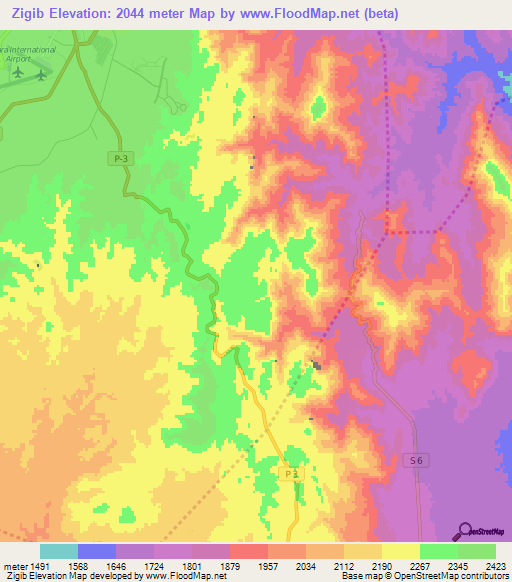 Zigib,Eritrea Elevation Map