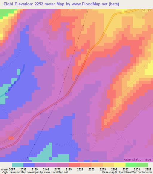 Zigbi,Ethiopia Elevation Map