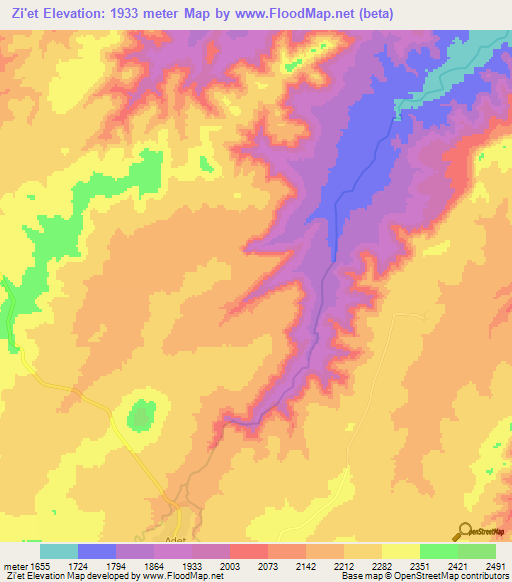 Zi'et,Ethiopia Elevation Map