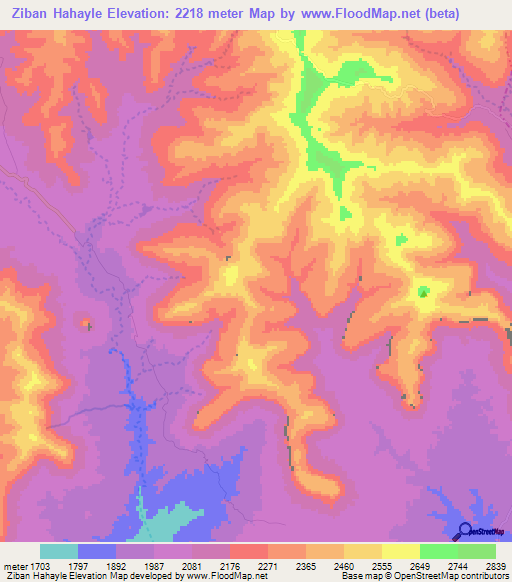 Ziban Hahayle,Ethiopia Elevation Map