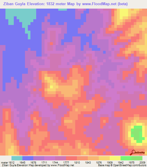 Ziban Guyla,Ethiopia Elevation Map