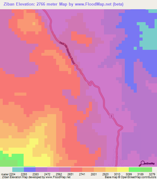 Ziban,Ethiopia Elevation Map