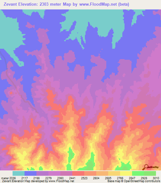 Zevant,Ethiopia Elevation Map