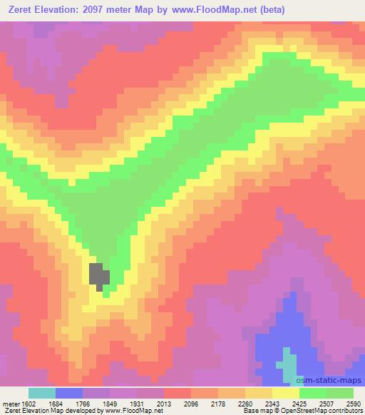 Zeret,Ethiopia Elevation Map