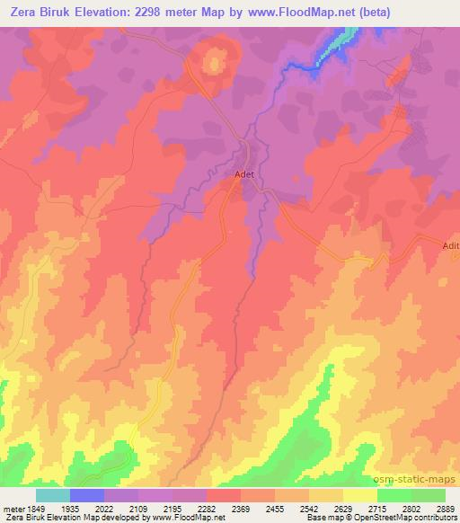 Zera Biruk,Ethiopia Elevation Map