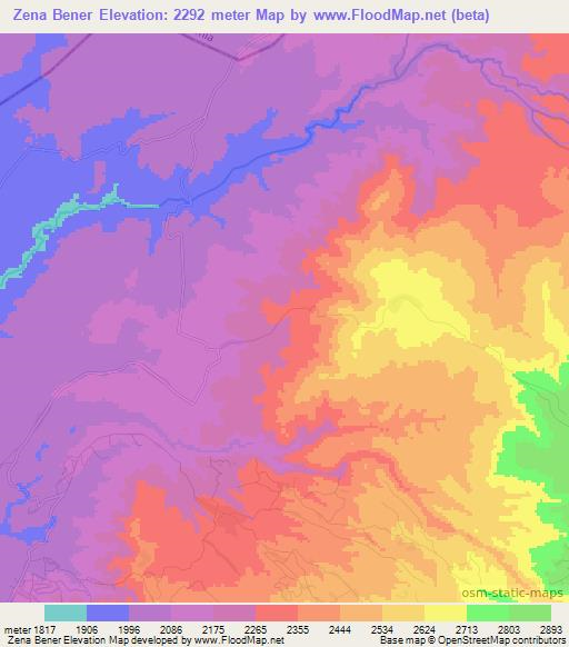 Zena Bener,Ethiopia Elevation Map