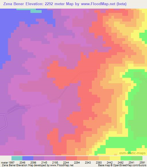 Zena Bener,Ethiopia Elevation Map