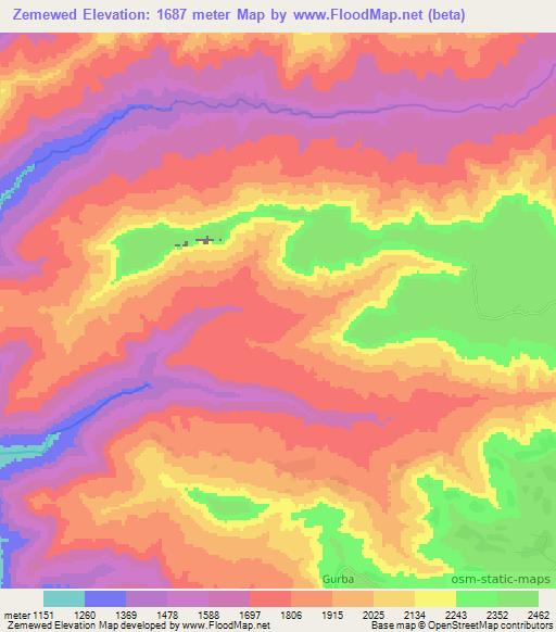 Zemewed,Ethiopia Elevation Map