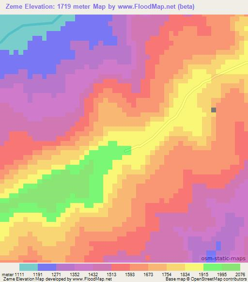 Zeme,Ethiopia Elevation Map