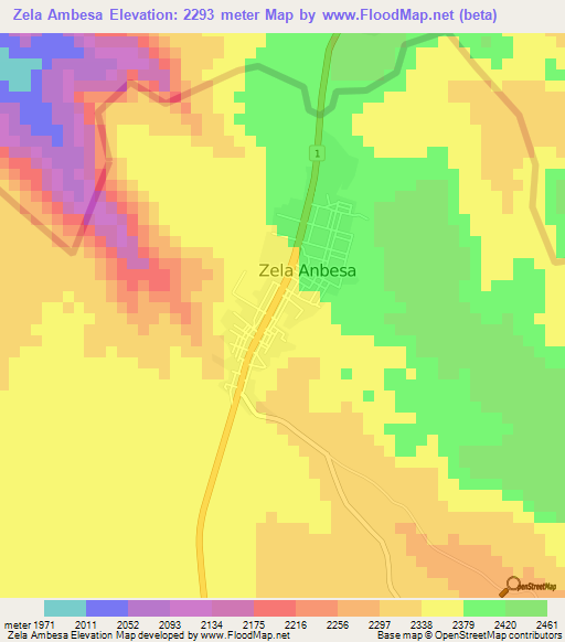 Zela Ambesa,Ethiopia Elevation Map