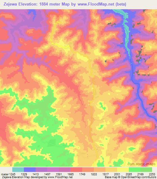 Zejewa,Ethiopia Elevation Map