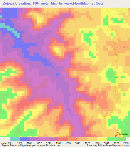 Zejewa,Ethiopia Elevation Map
